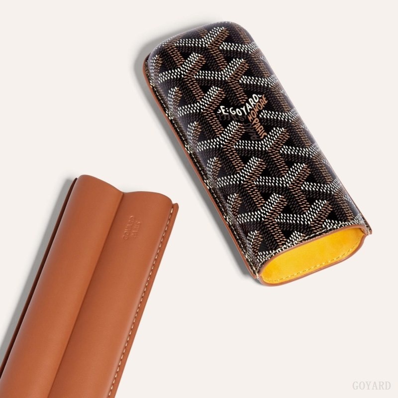 Goyard CHURCHILL 2 CIGAR CASE 黒 ブラウン | IBIA5688