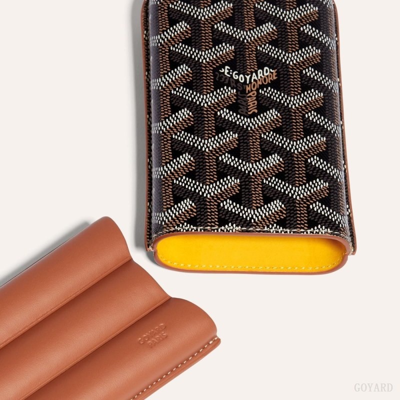 Goyard CHURCHILL 3 CIGAR CASE 黒 ブラウン | KUGS6871