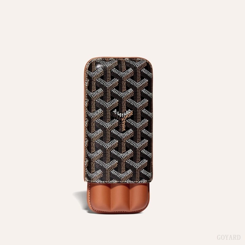 Goyard CHURCHILL 3 CIGAR CASE 黒 ブラウン | KUGS6871