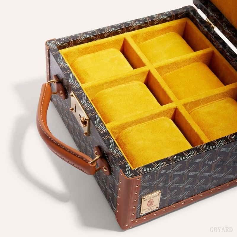 Goyard JOUX 6 WATCH CASE 黒 ブラウン | NAEQ4398